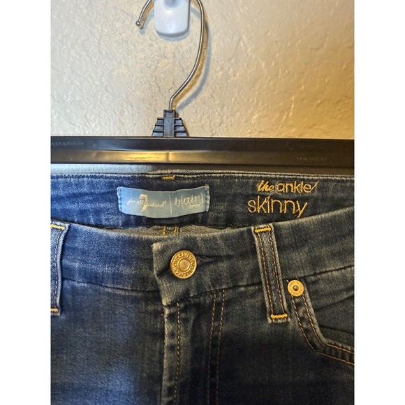 7 For All Mankind Blair Ankle Skinny Jeans Dark Wash Denim Frayed Hem - Picture 2 of 5